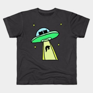 cat alien abduction Kids T-Shirt